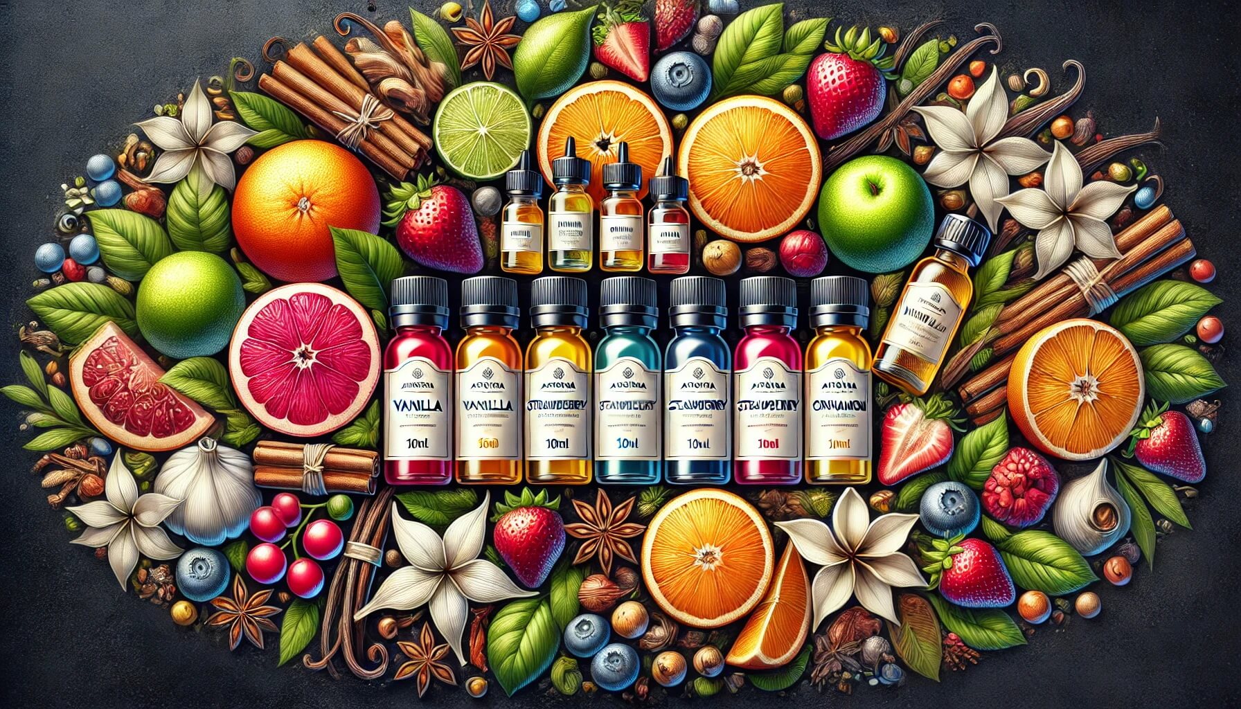 DALL-E-2024-08-15-12-03-50-A-wide-banner-style-image-that-showcases-10ml-aroma-bottles-arranged-artistically-similar-to-a-previous-design-with-larger-bottles-The-image-should